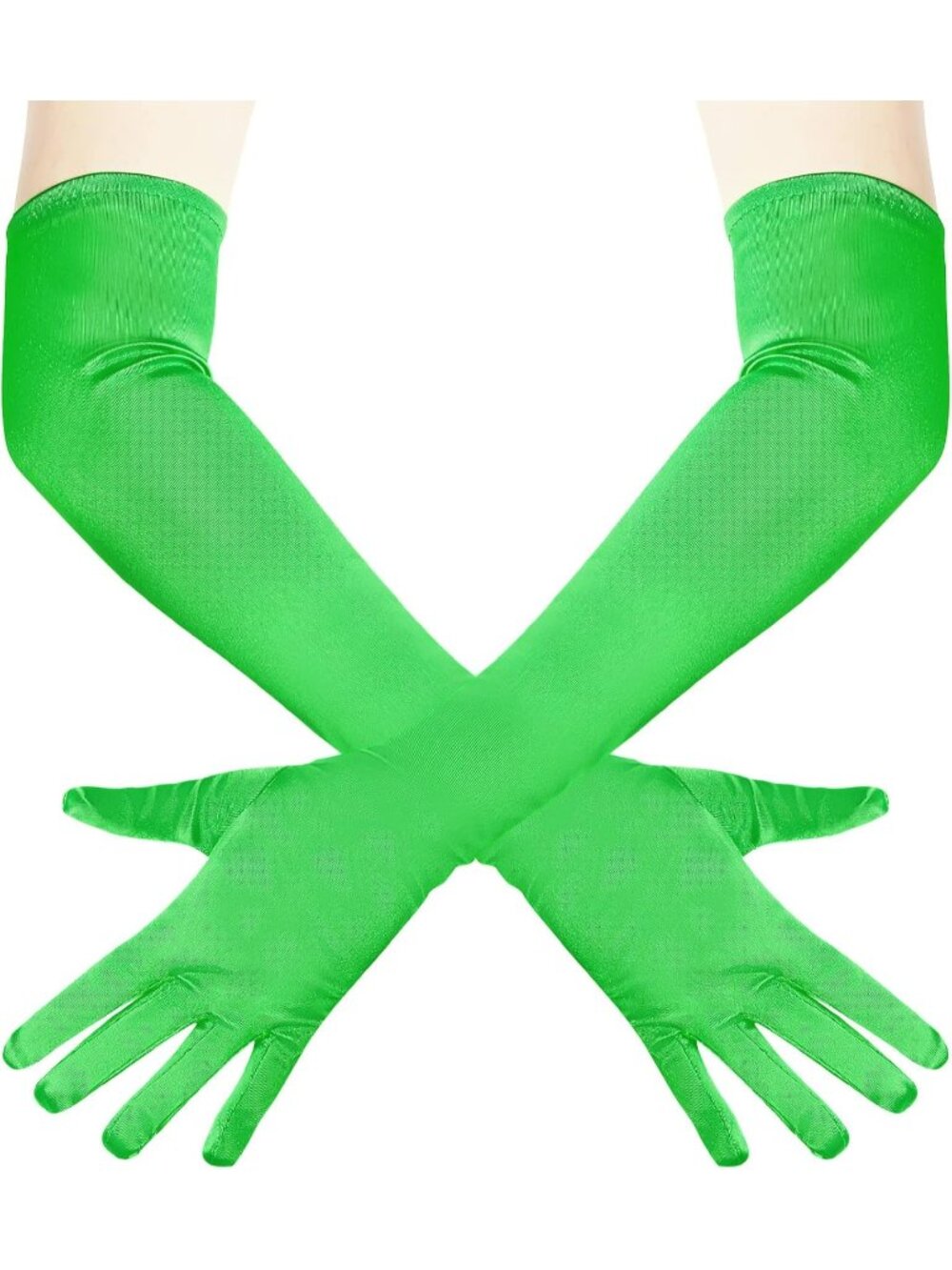 Women's Green 1920s Costume Dress Elbow Length 21 inch Long Opera Satin Gloves